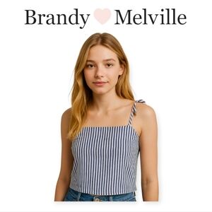 XS Blue White Pinstriped Keyhole Tank Brandy Melville John Galt Summer Top